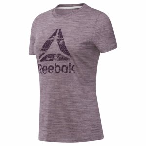 Koszulki Damskie Reebok Training Essentials Marble Logo Głęboka Fioletowe PL 53ONKSM